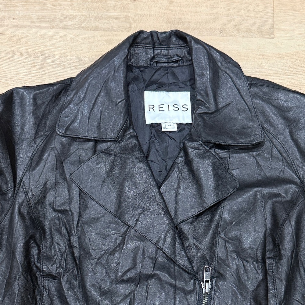Reiss Soft Lamb Leather Moto Jacket - Picture 3 of 9